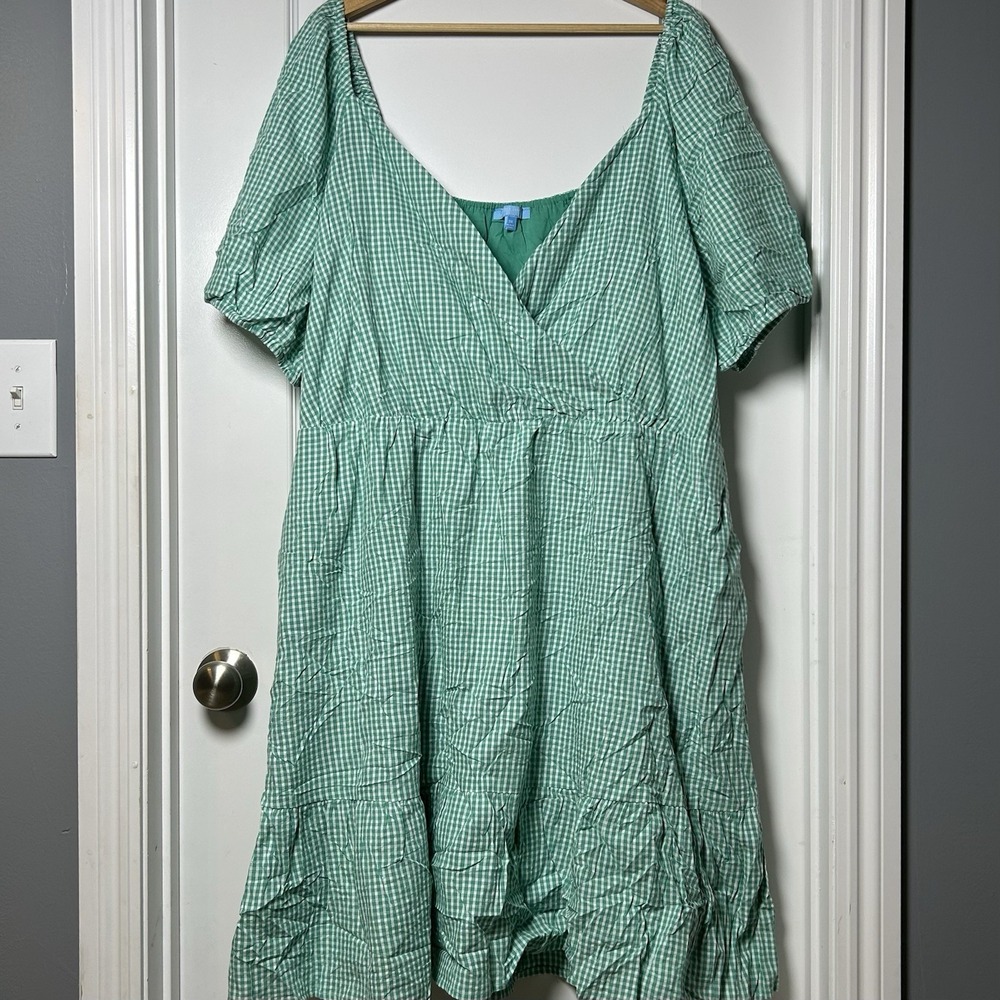 Draper James RSVP Green Gingham Babydoll Tiered Dress Tomato Girl Summer Style